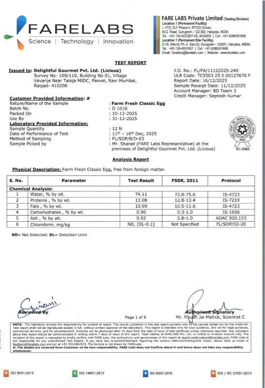 Licious Eggs December 2025 | Report 3