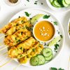 Chicken Satay with Cucumber Salad