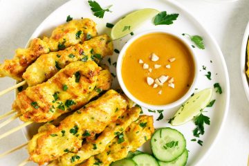 Chicken Satay with Cucumber Salad