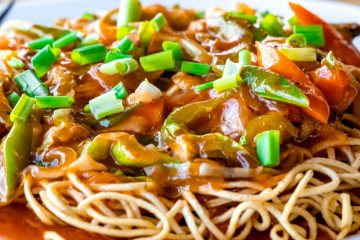 American Chicken Chopsuey on a White plate