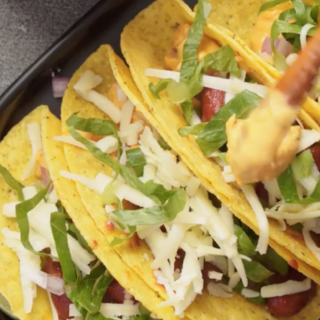 Easy tacos made with Licious spreads.