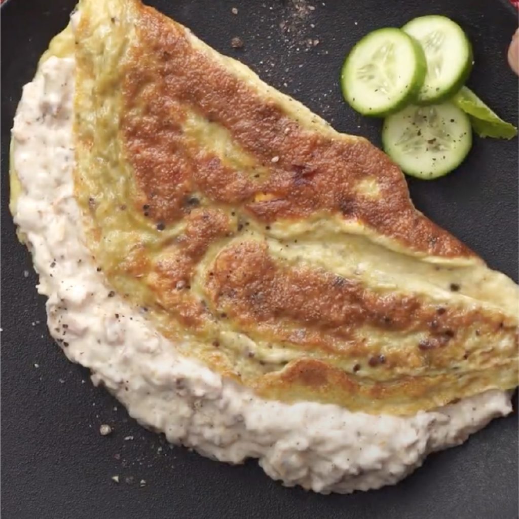 Stuffed omelette made with Licious meaty spreads.