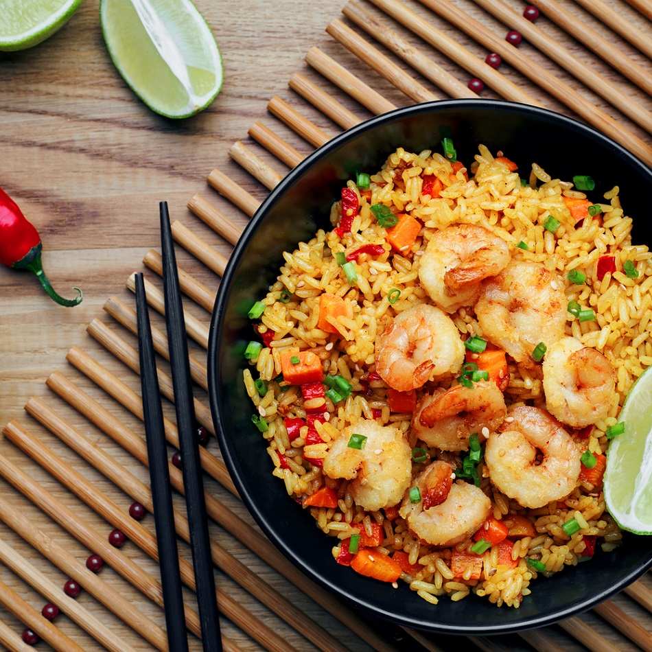 Juicy and delicious prawn fried rice