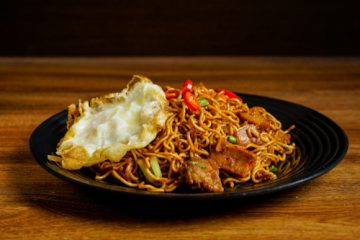 Mutton Fried Noodles on a plate