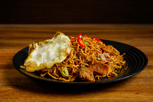 Mutton Fried Noodles on a plate