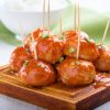 Chicken Meatballs on a wooden tray